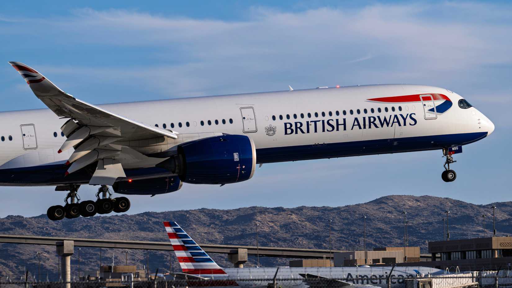 British Airways Airbus A350-1000 arriving at the Phoenix Sky Harbor International Airport