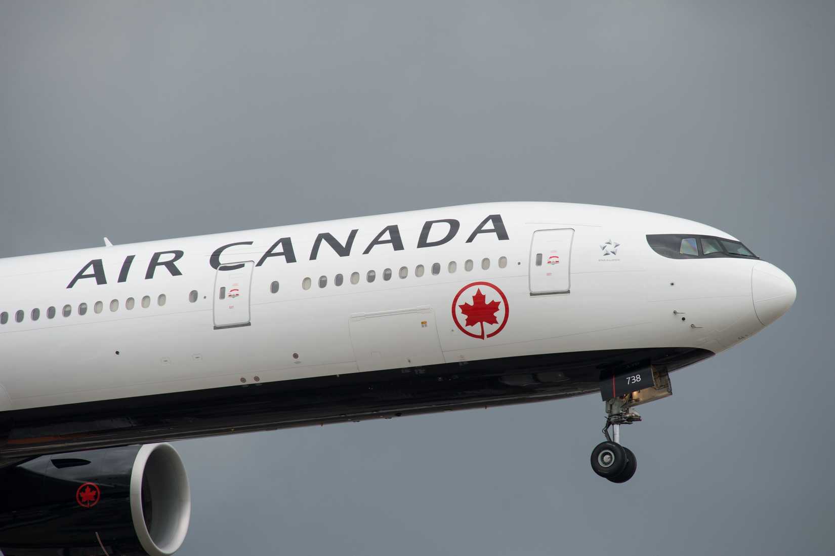 Air Canada Boeing 777 lands at Toronto Pearson International Airport.