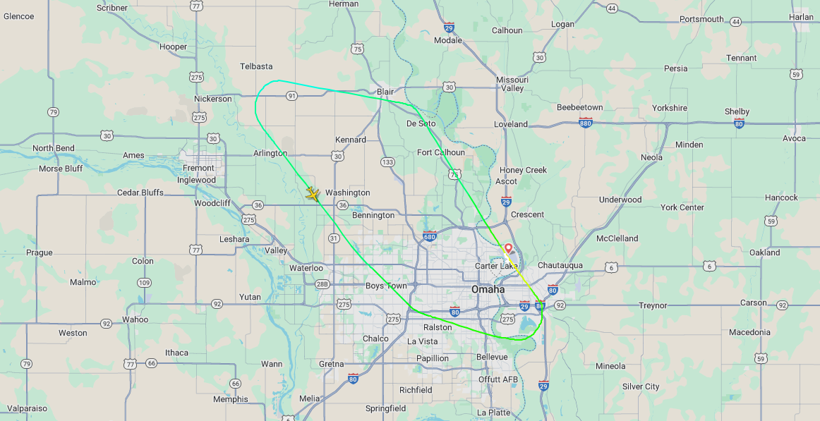 American Eagle Omaha Diversion Map