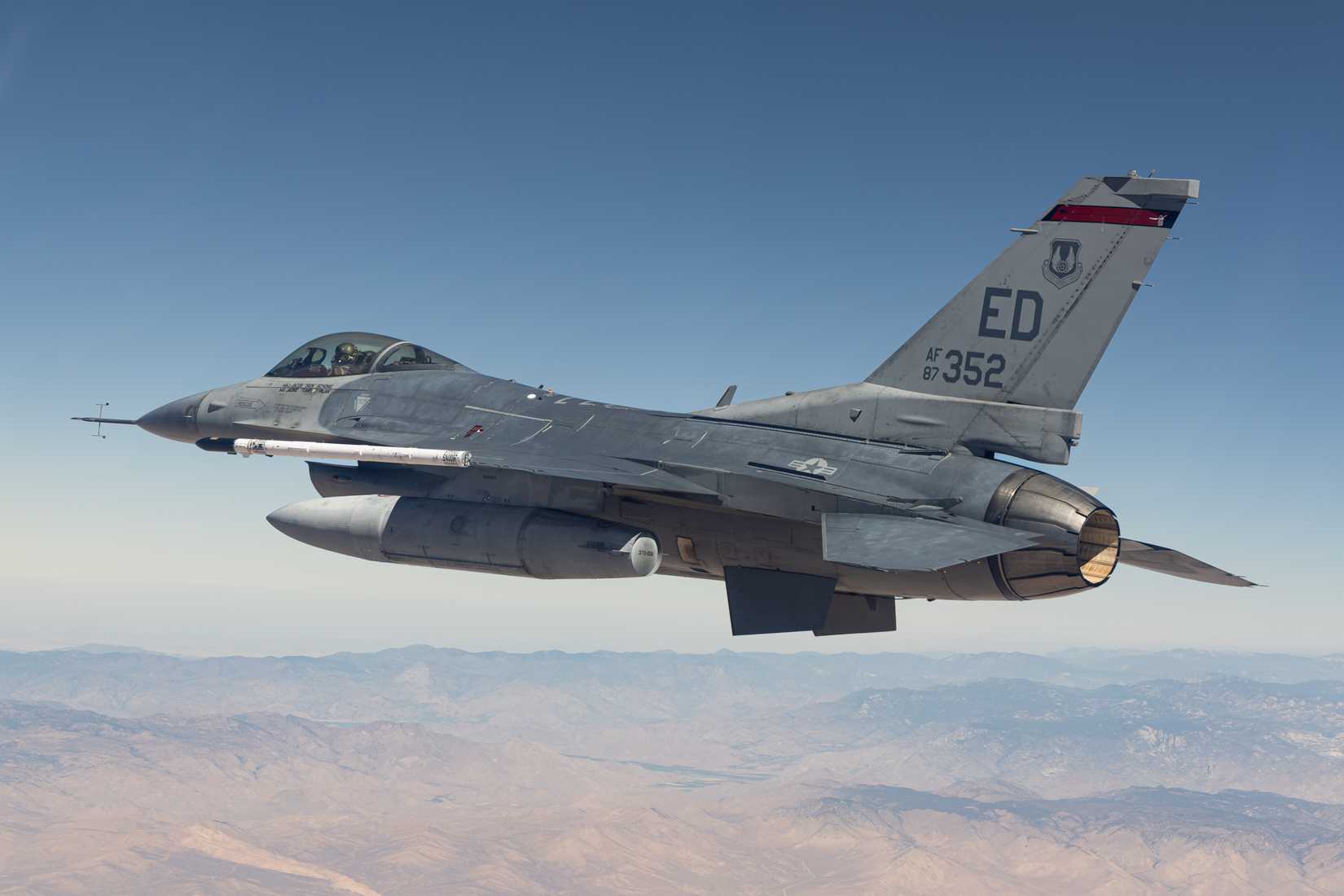 An F-16C assigned to the 416th Flight Test Squadron at Edwards Air Force Base
