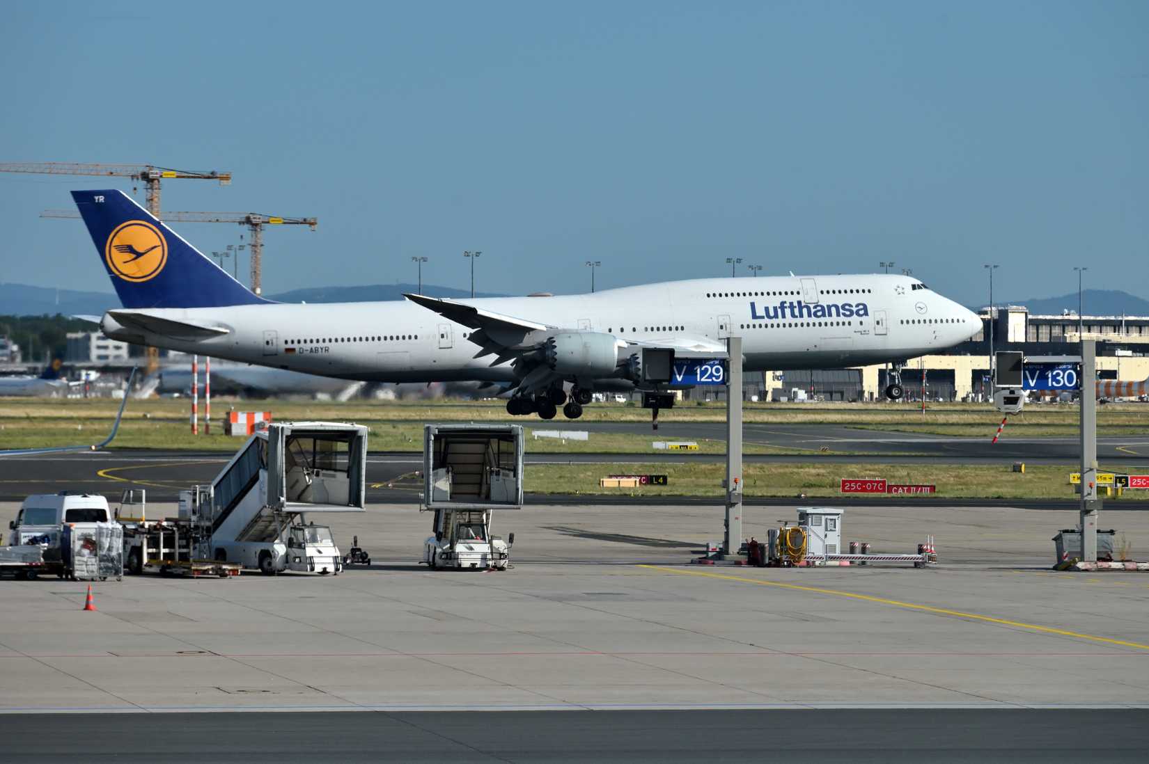 Boeing 747-830 aircraft at Frankfurt international Airport, Frankfurt am Main, Germany