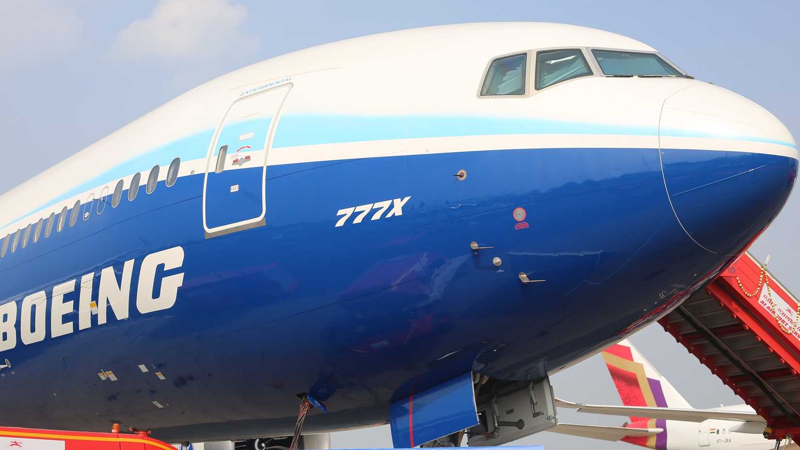 Boeing 777-9 Aircraft Front displayed at Wings India.