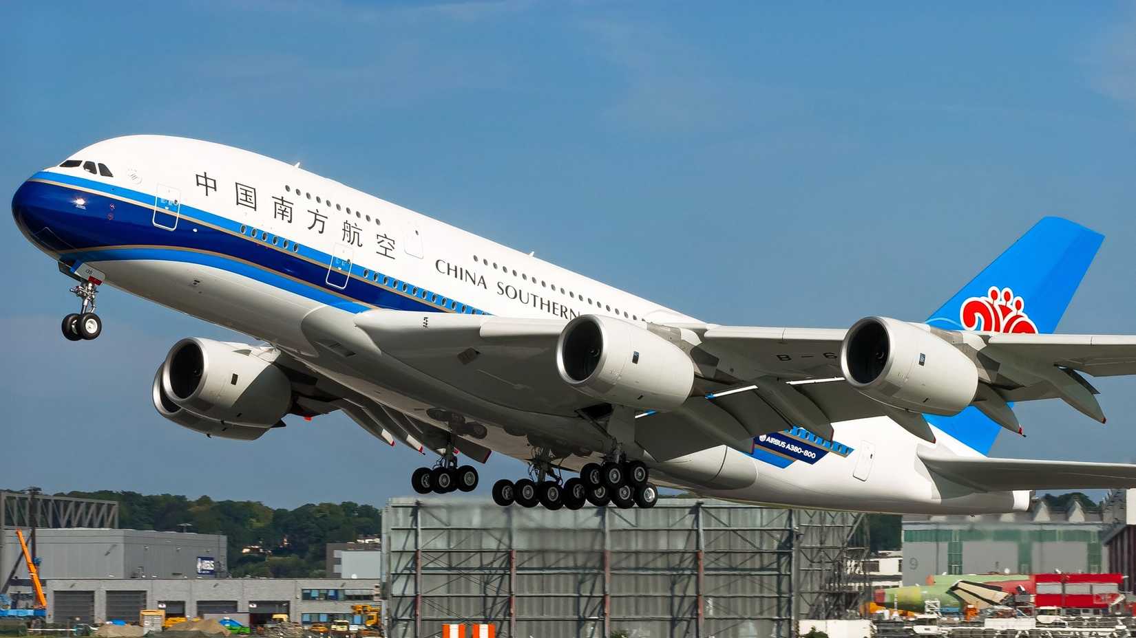 China Southern Airbus A380 rotating ahead of another long flight