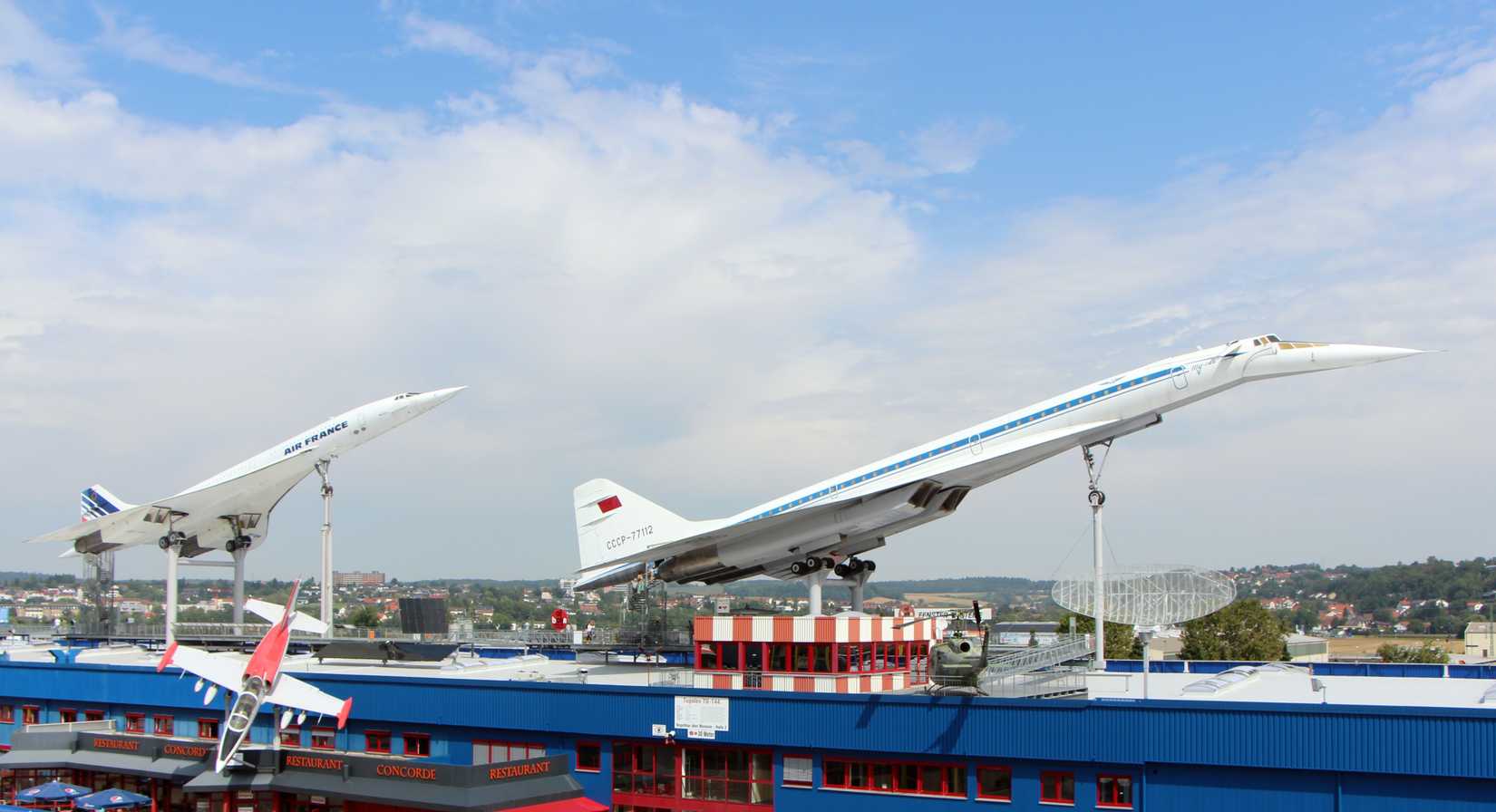 Concorde and Tupulev Tu-144 exhibited in the Sinsheim museum
