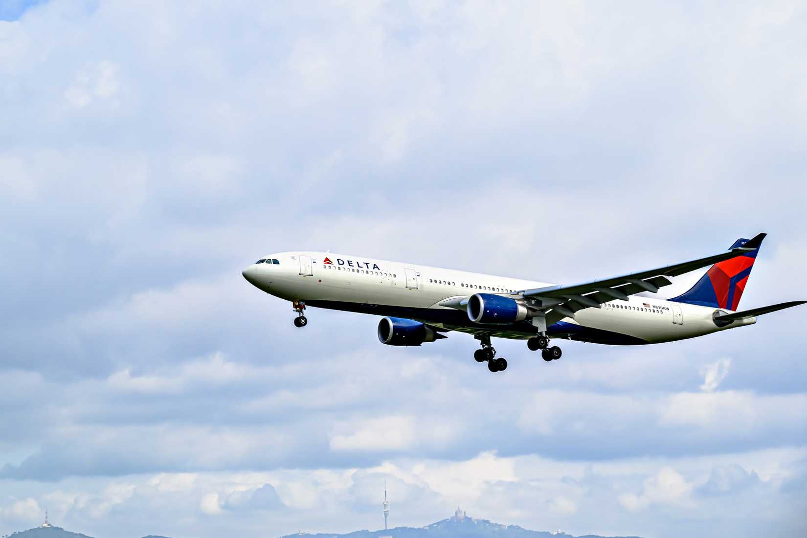 Delta Air Lines Airbus A330 landing at Barcelona-El Prat