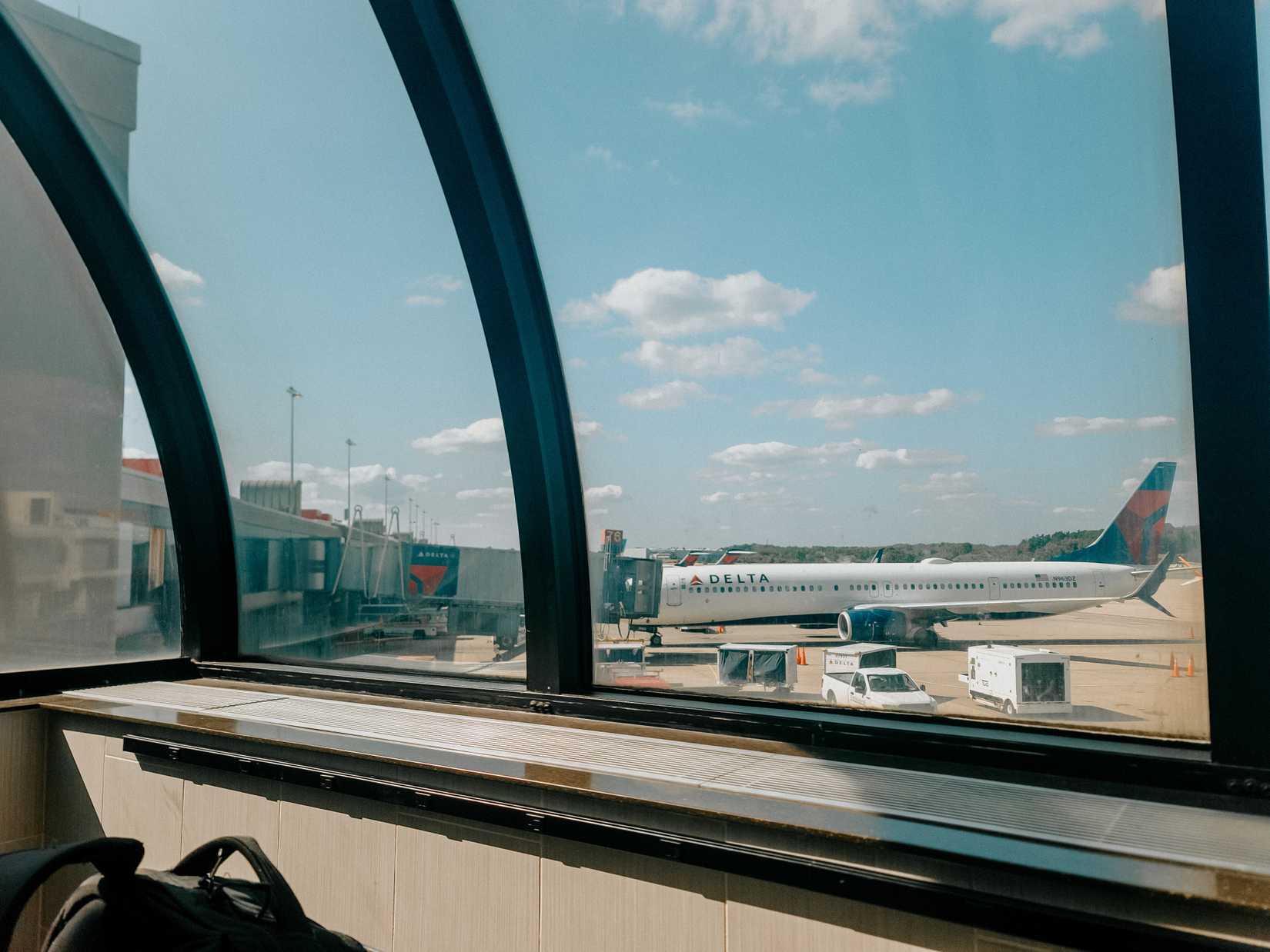 Delta Airlines Plane parked in the Airport Terminal in Pittsburgh