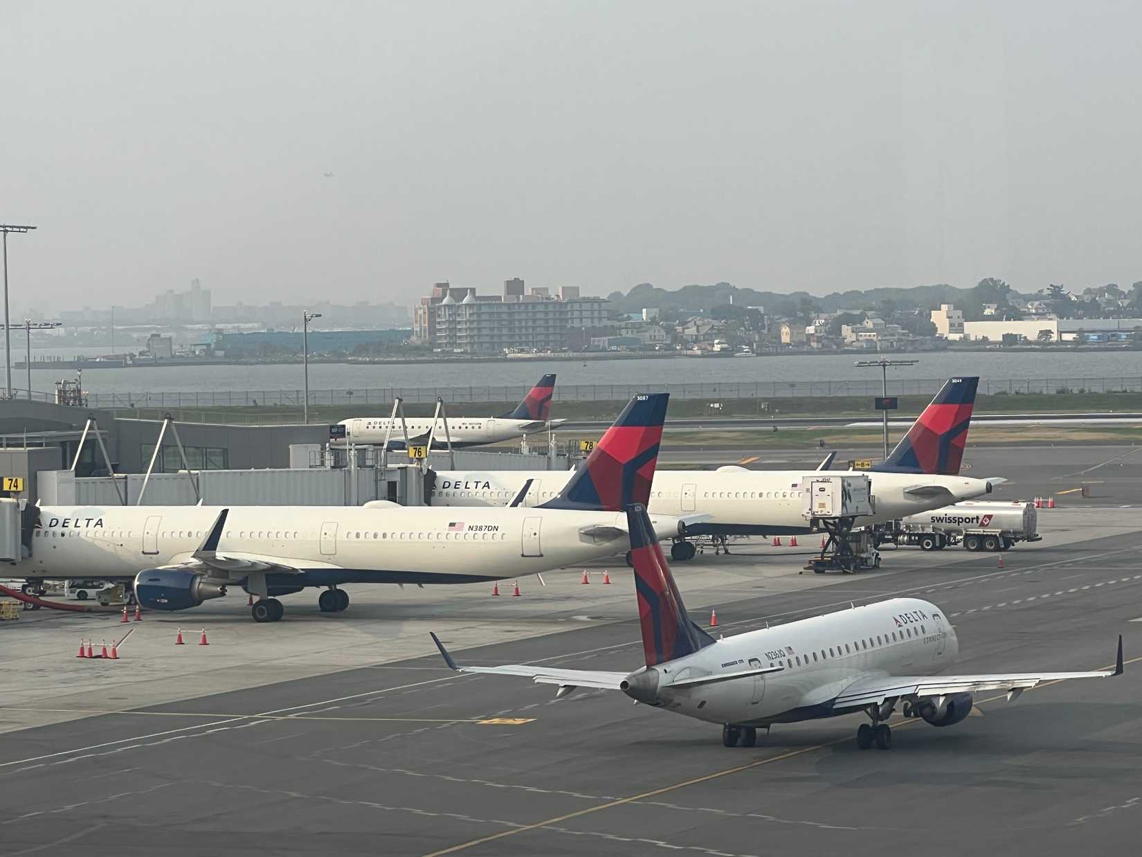 Delta Airlines planes at La Guardia International Airport in New York.