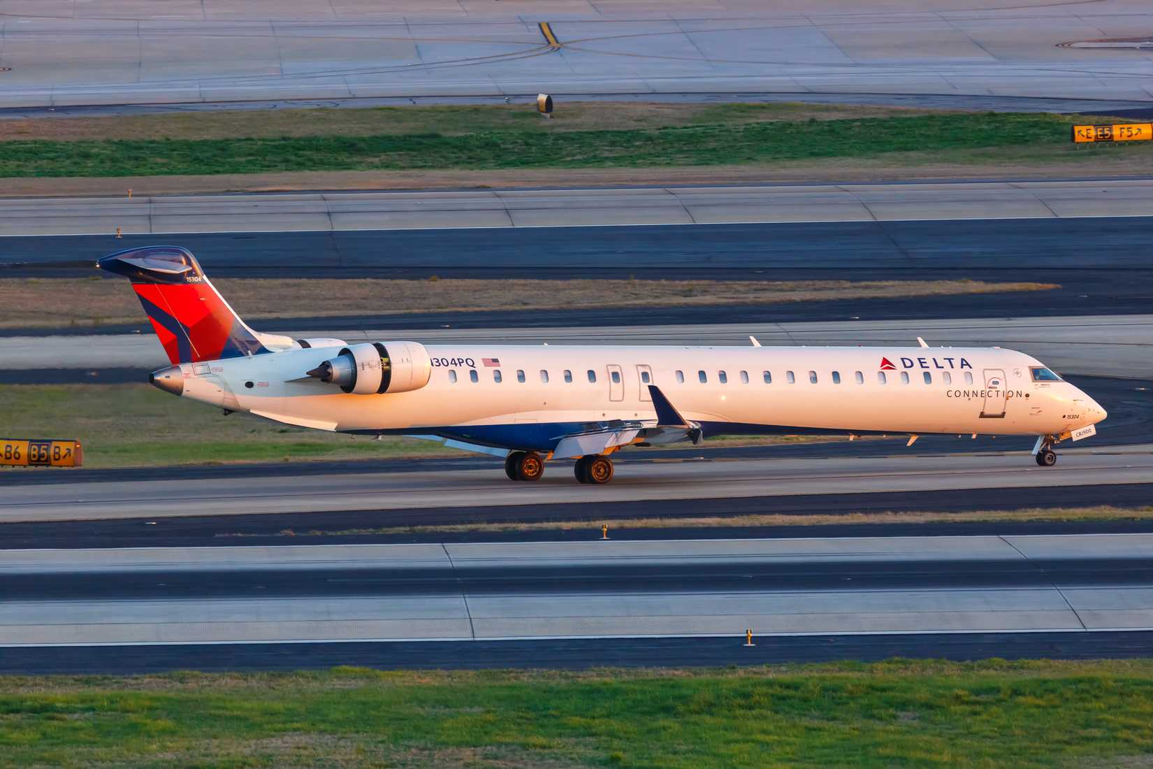 Delta Connection Endeavor Air Bombardier CRJ-900 airplane at Atlanta Airport (ATL) in Georgia..