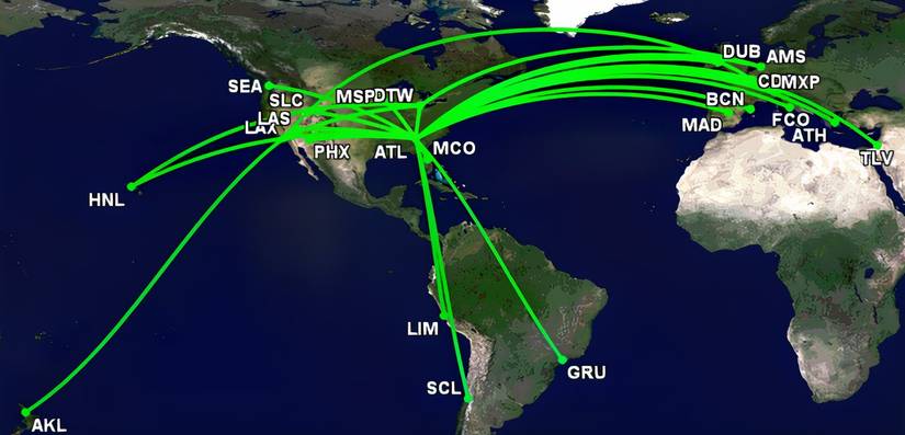 DL's 339-seat A350 network June 2022 to October 2025