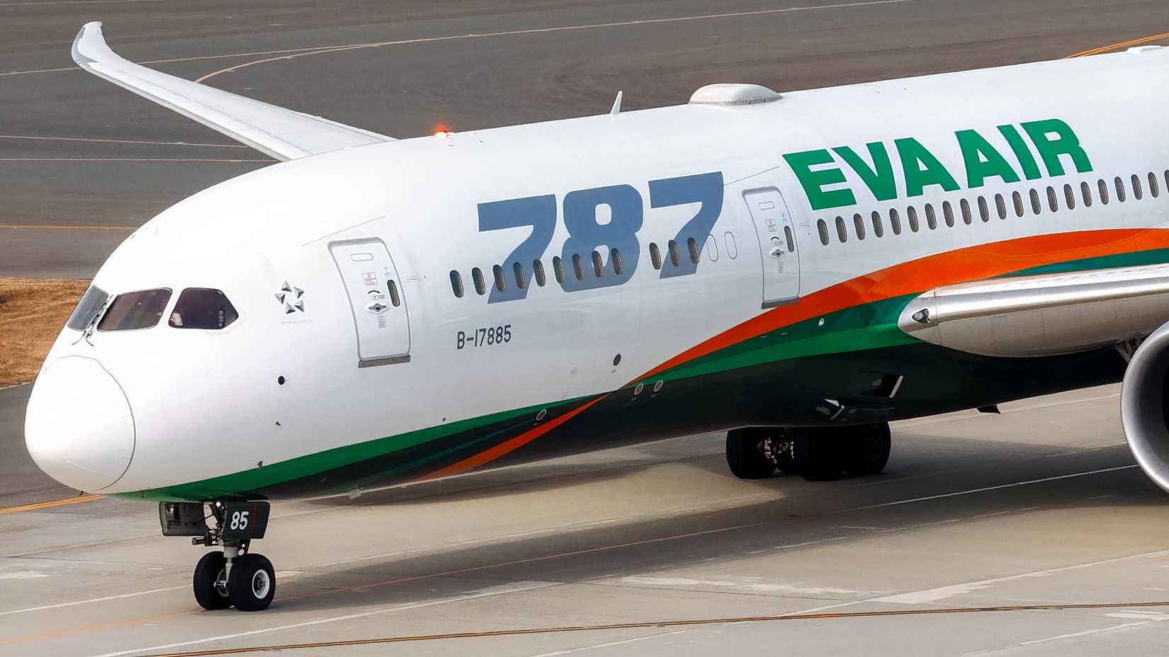 EVA Air Boeing 787-9 on the ground awaiting its next flight