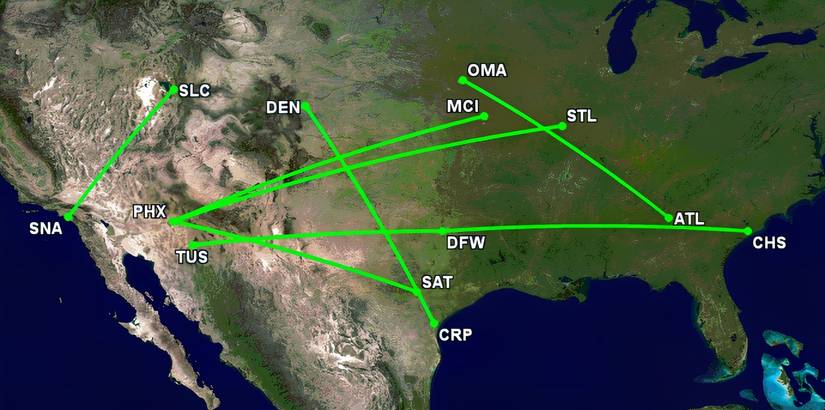 Frontier routes that started on October 9 and 10