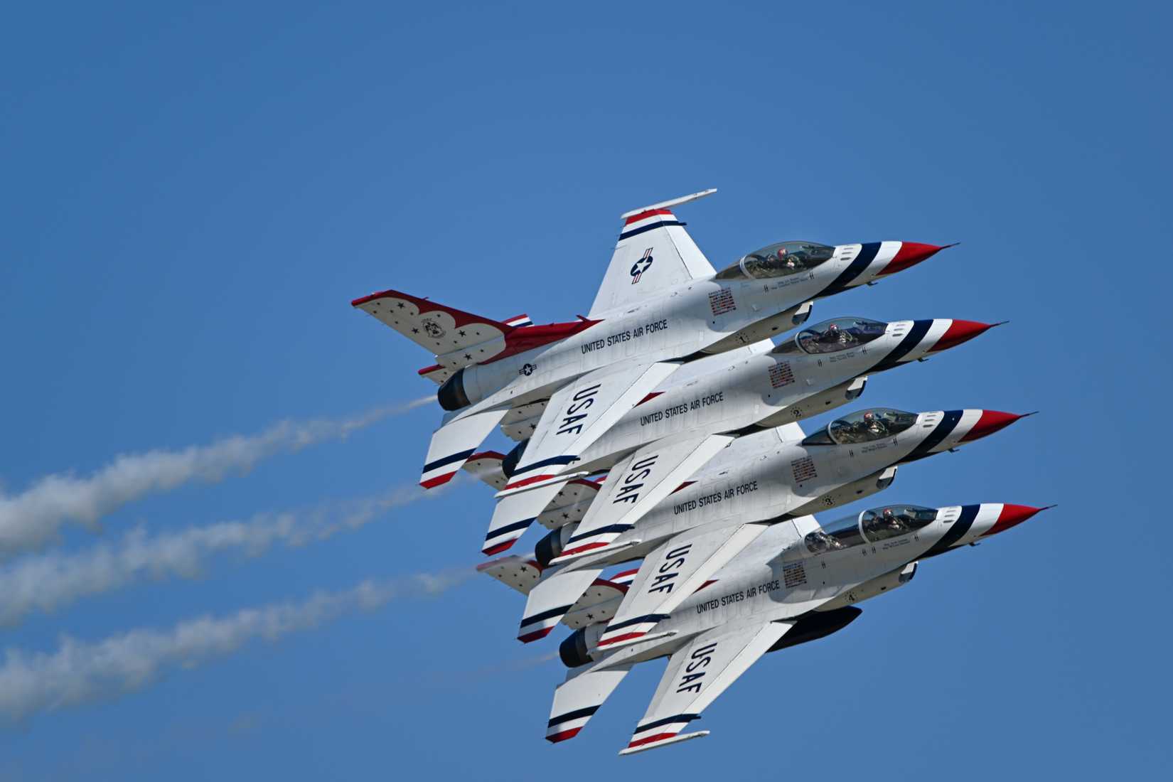 ir Force Air Demonstration Squadron “Thunderbirds”, perform during the 2025 Joint Base Andrews Air Show.