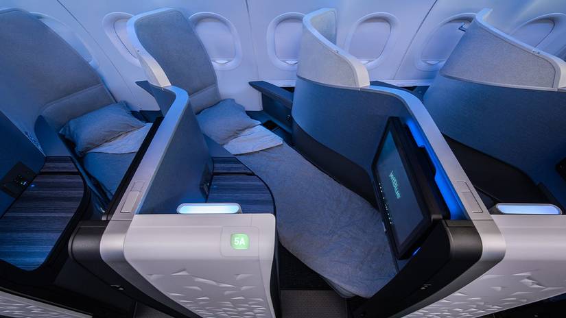 JetBlue Mint suite in lie-flat bed mode