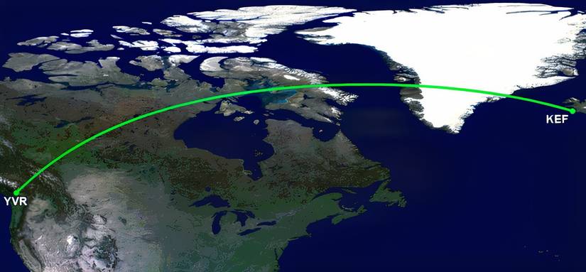 KEF-YVR route