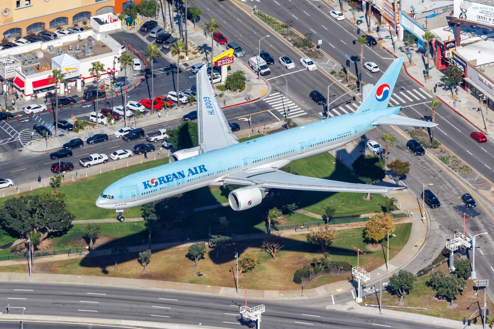 Korean Air Boeing 777-300(ER) airplane at Los Angeles airport (LAX)