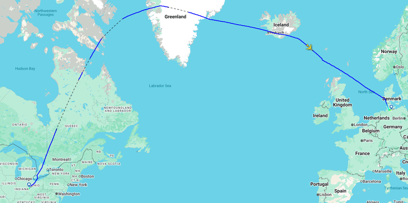 N747EF Dayton To Hamburg Flight Map 29Sep25