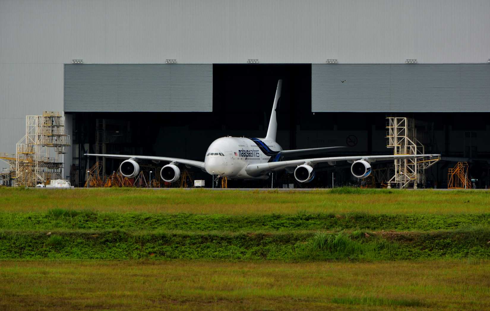 Malaysia Airlines Airbus A380-800 Exiting Hangar