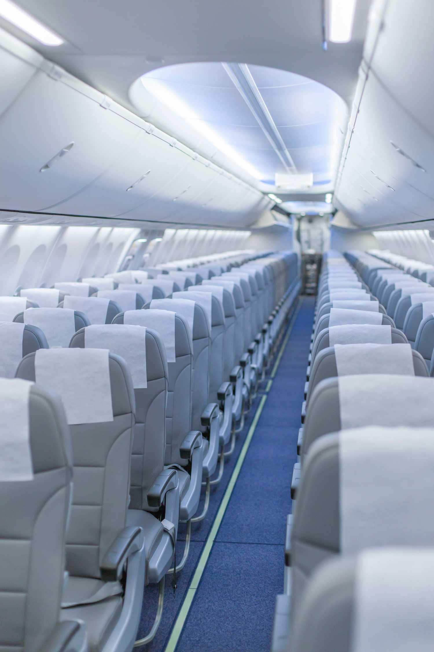 emergency lighting in aircraft aisle