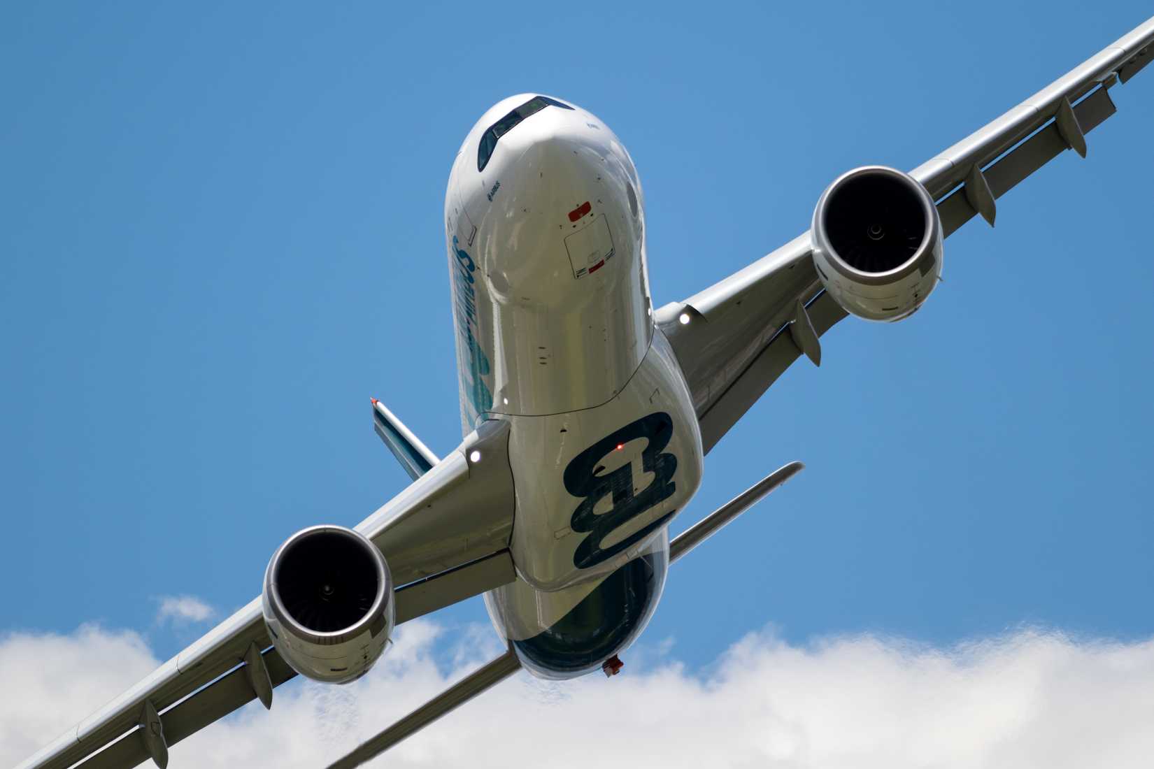 Airbus A330neo airliner plane performing at the Paris Air Show