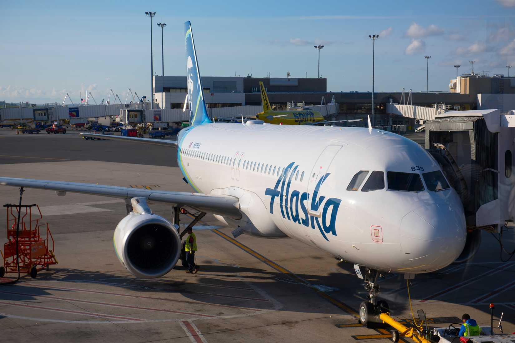 An Alaska Airlines A320 Parked At The Gate