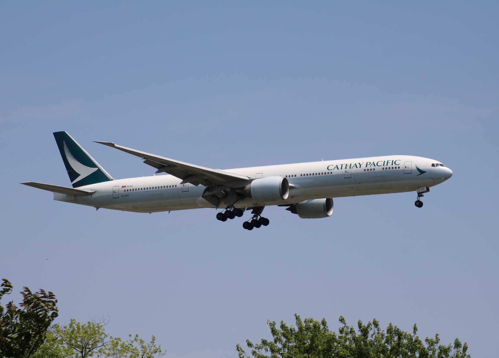 Cathay Pacific Airways Boeing 777-300ER passenger aircraft was about to land on New York John F Kennedy International Airport (JFK)