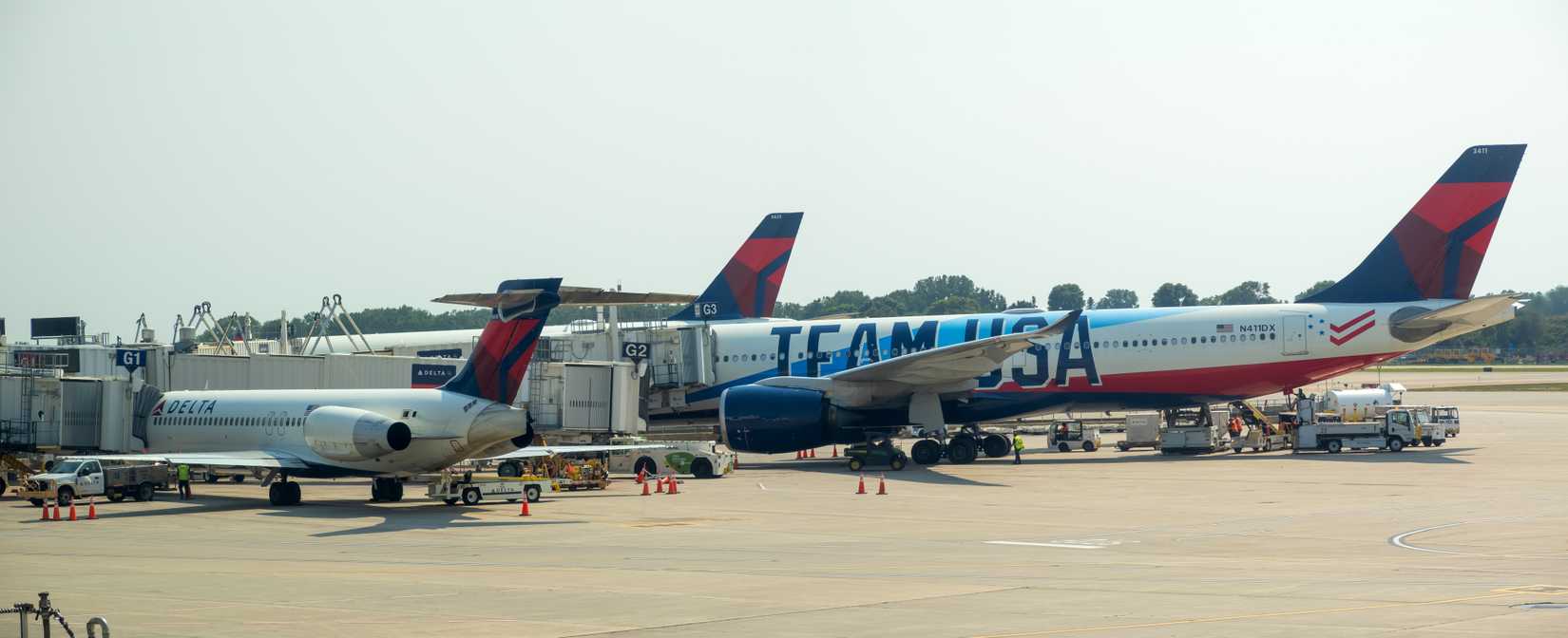 Delta Air Lines aircraft parked