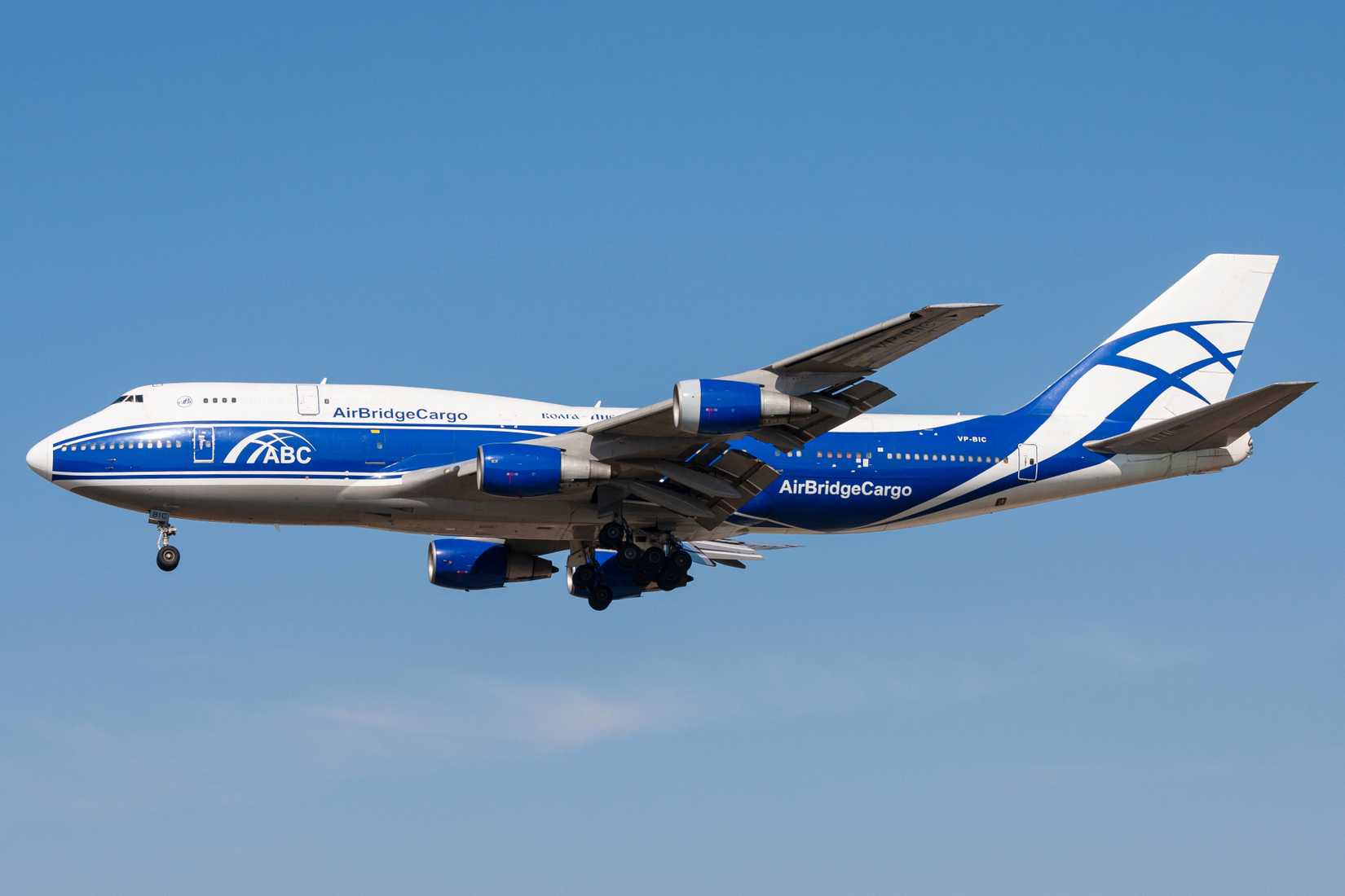  Russian AirBridgeCargo Boeing 747-300F with registration VP-BIC on final for Frankfurt Airport