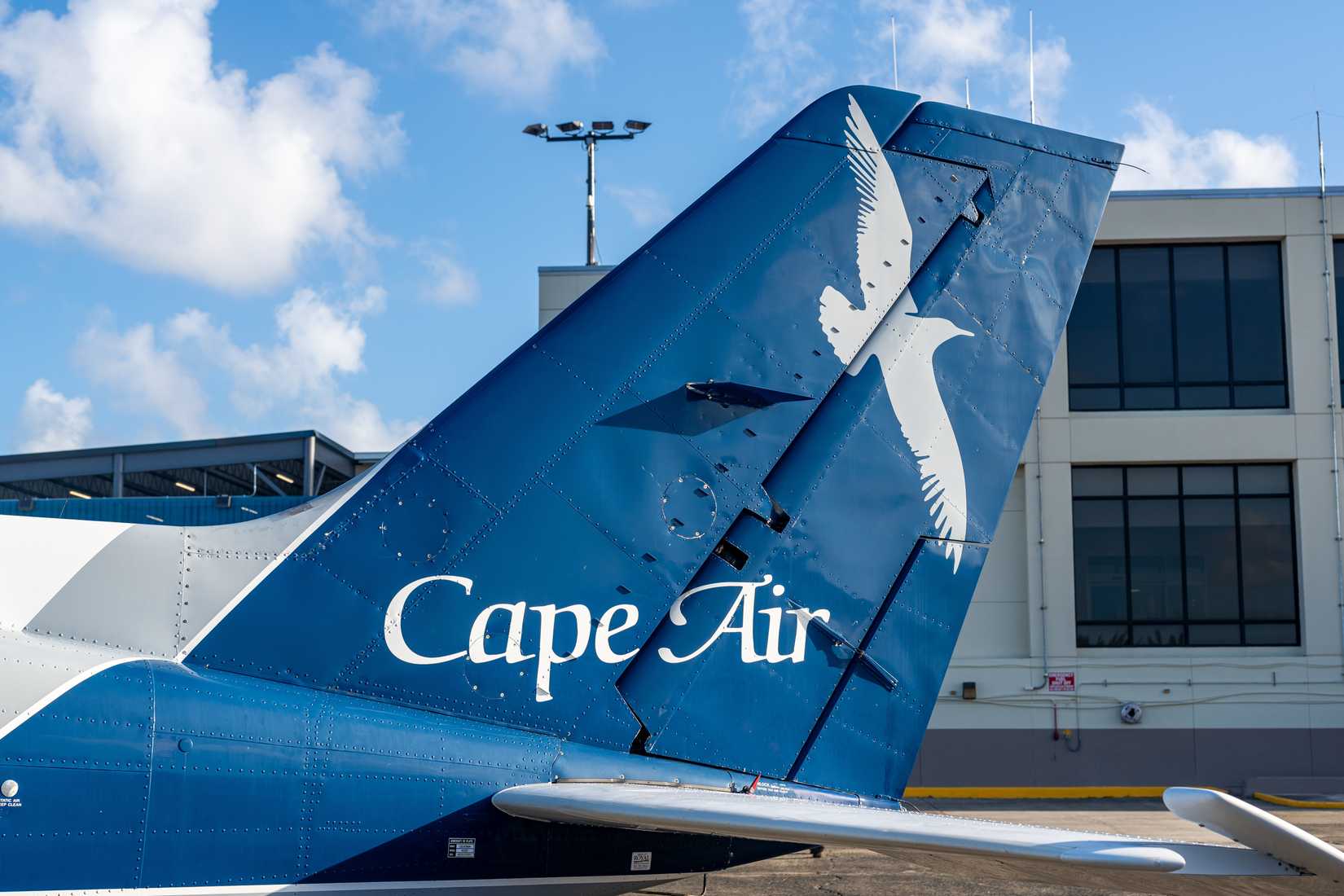 Cape Air aircraft tail while parked at San Juan Luis Munoz Marin International Airport