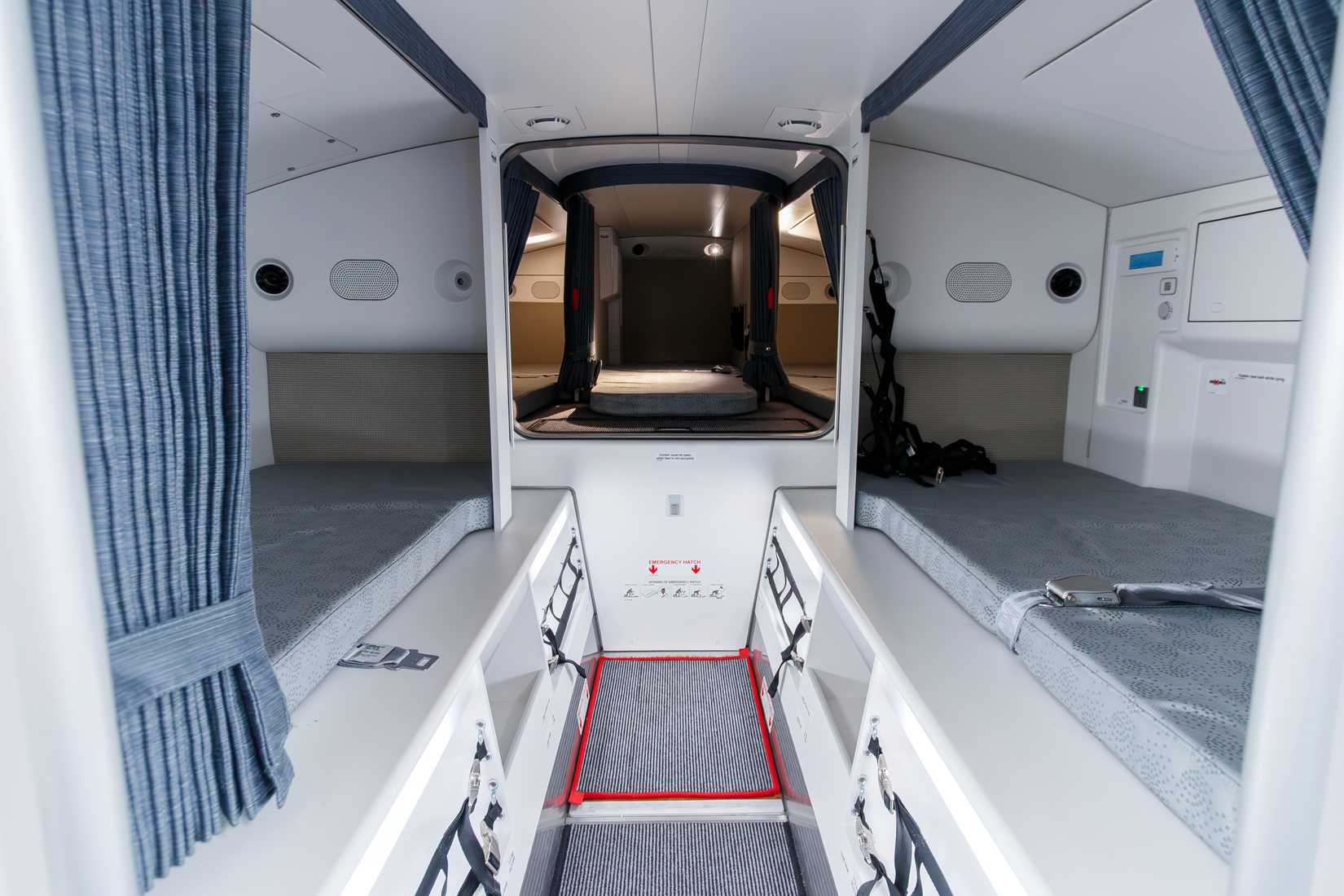 crew rest area on widebodied aircraft