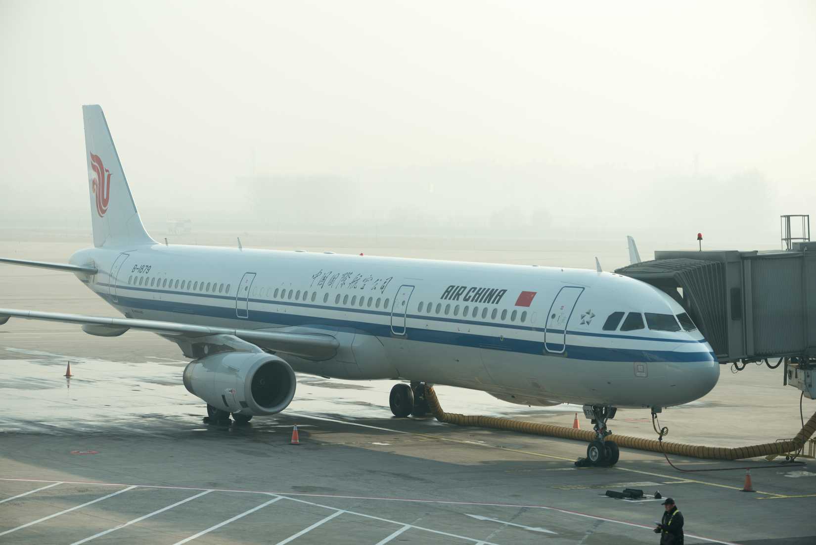 An Air China Airbus A321 at the gate
