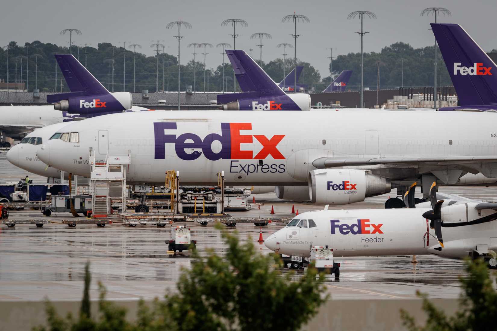 FedEx Express McDonnell Douglas DC-10 and other aircraft at Memphis International Airport 
