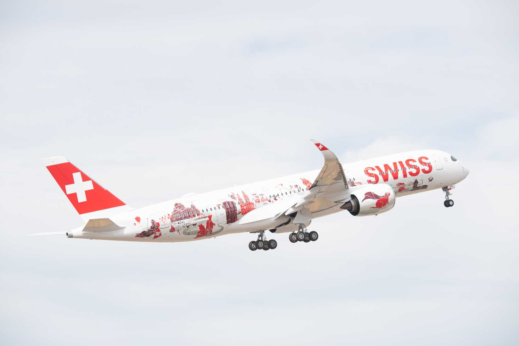 swiss a350-900 flying