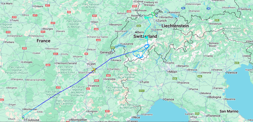 SWISS A350 Delivery Flight Map