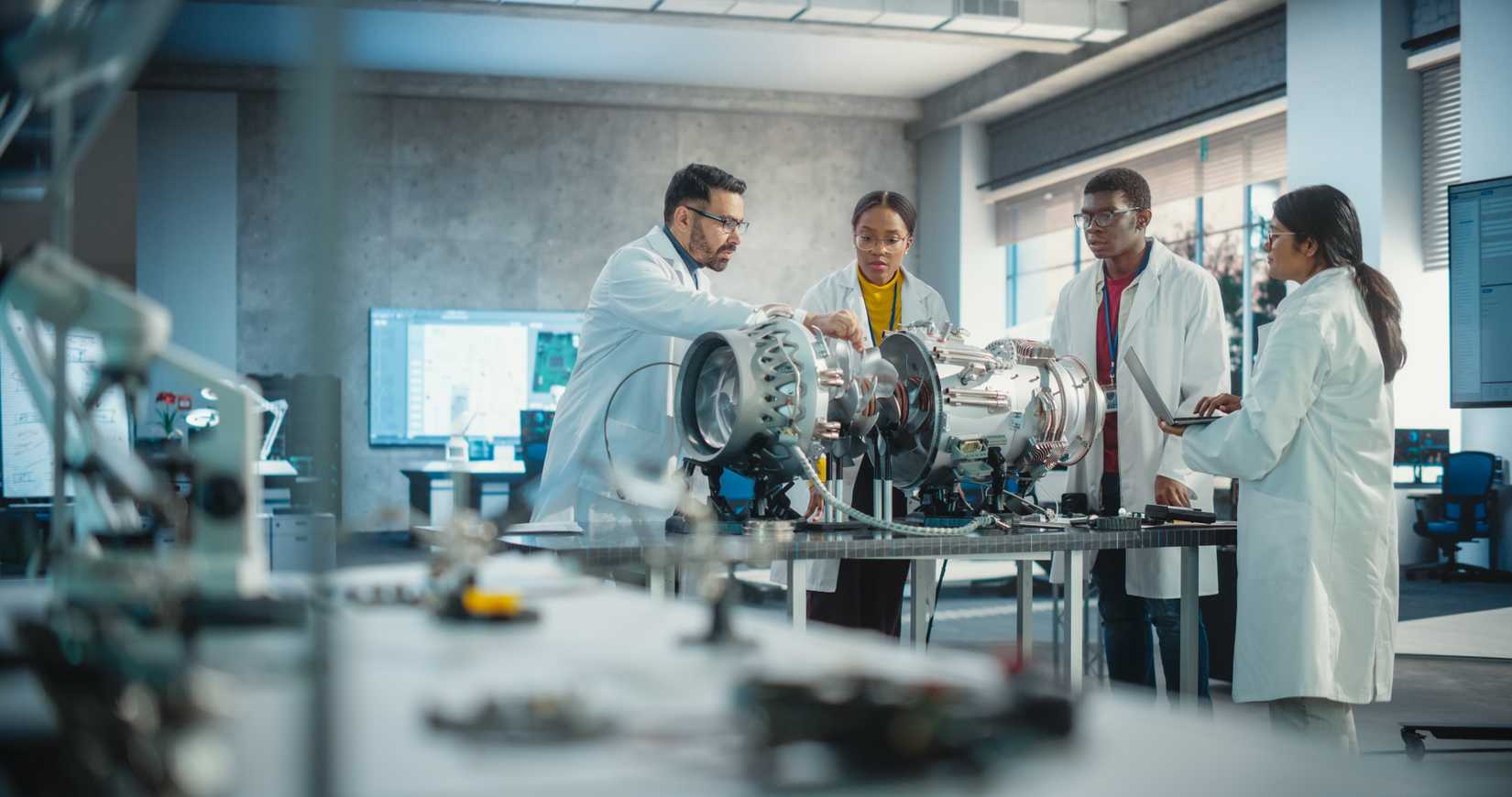 Team, Analyzing and Researching How a Futuristic Turbofan Motor Works.