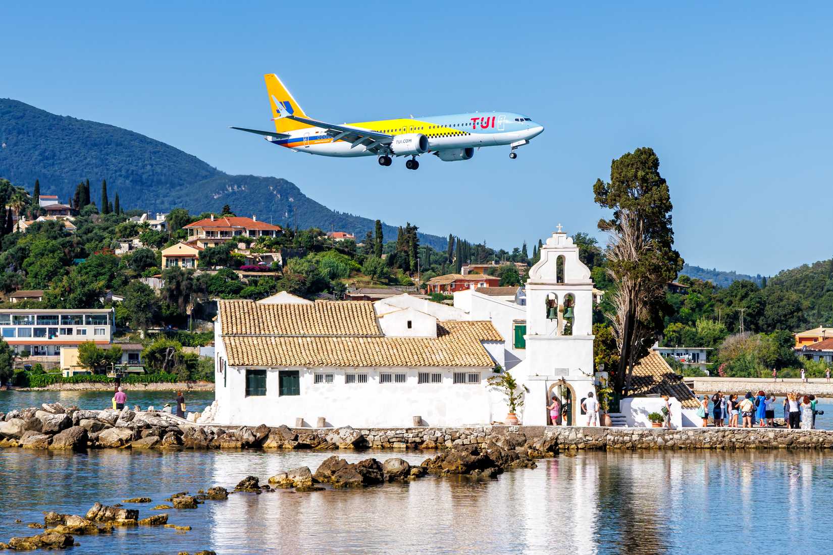 TUI Boeing 737 MAX 8 airplane at Corfu Airport (CFU) in Greece.