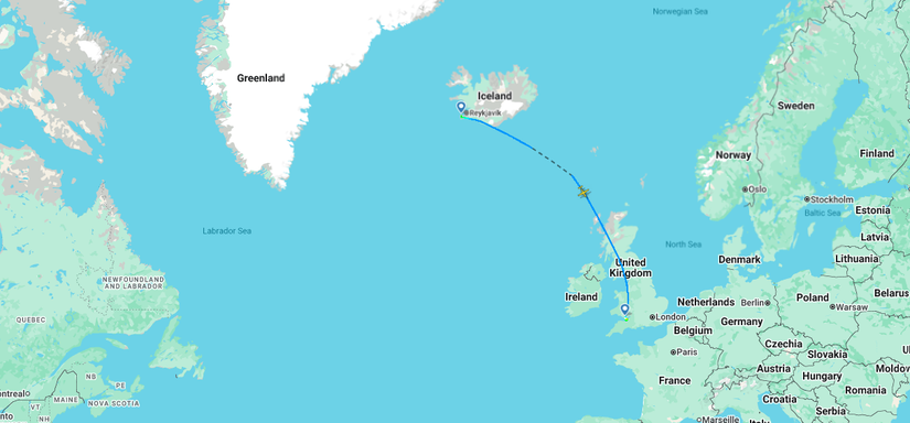 Twin Otter Iceland Wales Flight Map