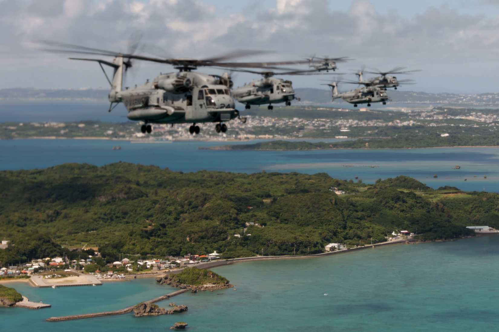 U.S. Marine CH-53E Super Stallion helicopters, assigned to Marine Heavy Helicopter Squadron 462.