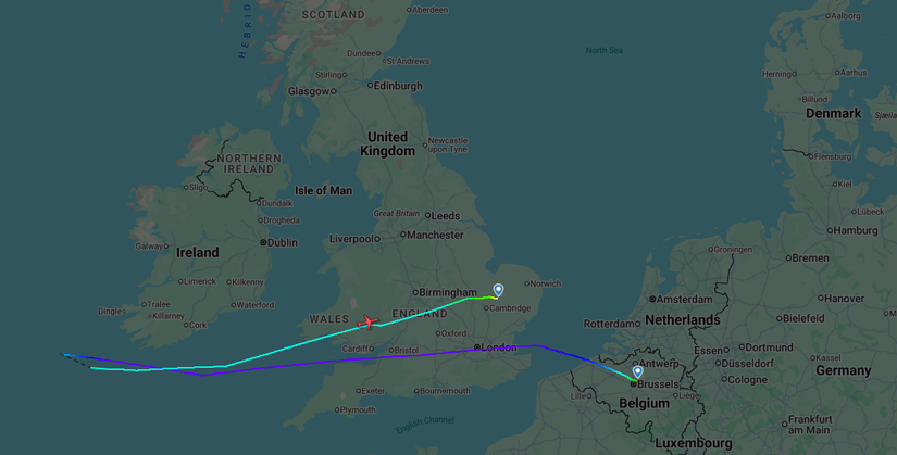 USAF Boeing 757 Diversion Map
