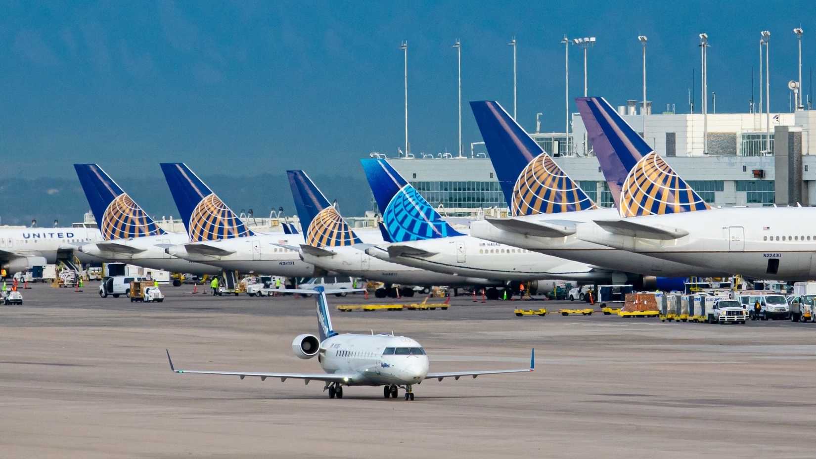 United Airlines Jets On The Apron At Denver International Airport