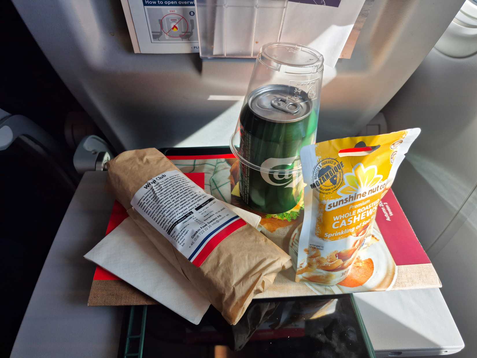 Some on board food from the menu (non free) 