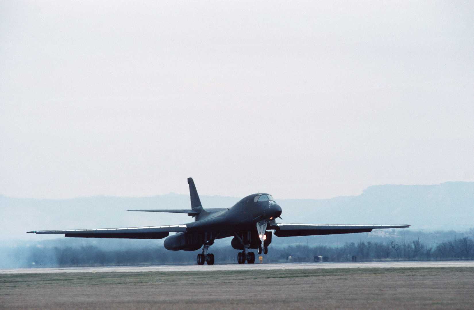 A 337th Bomber Squadron B-1B aircraft takes off