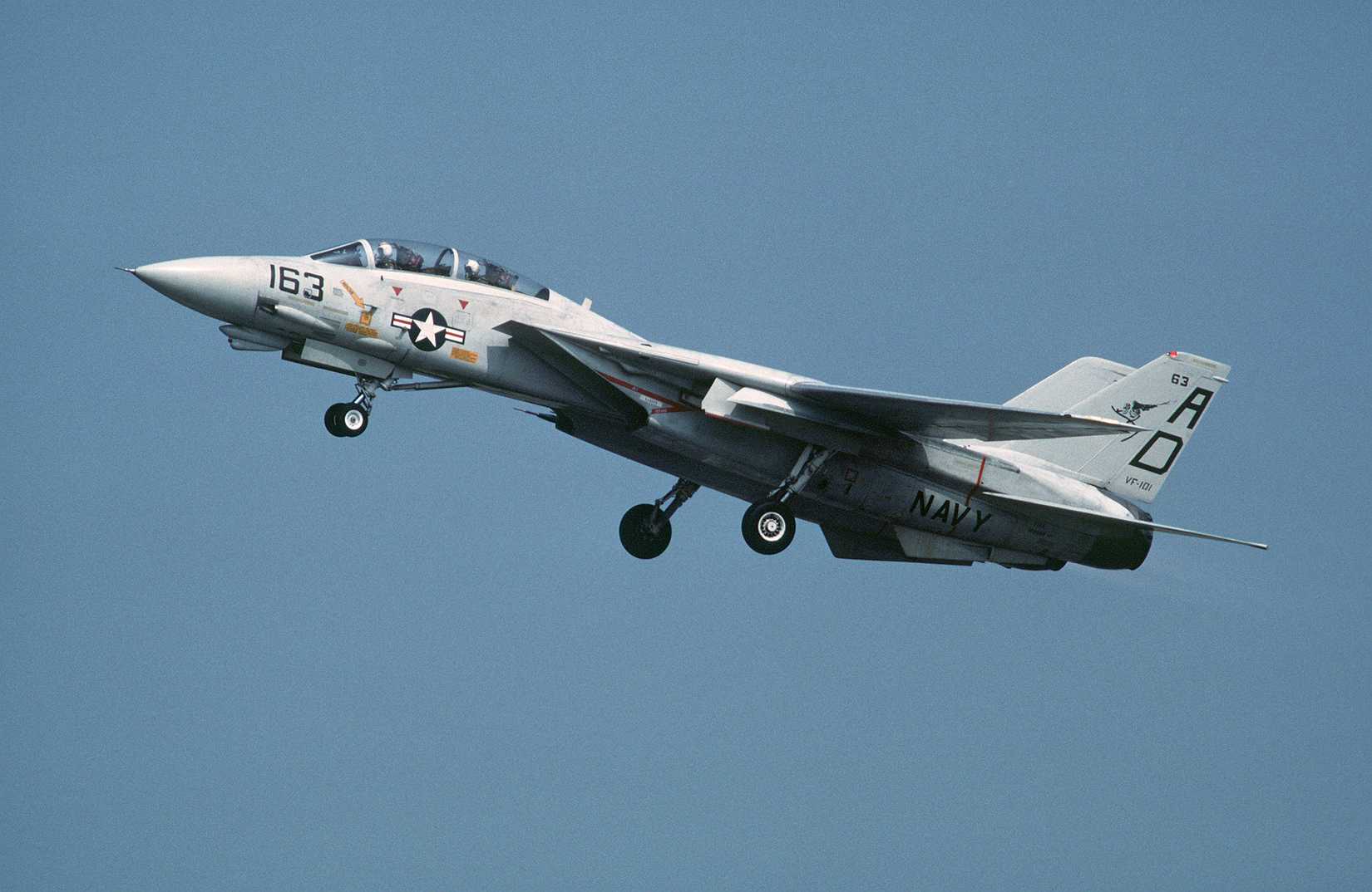 A Fighter Squadron 101 (VF-101) F-14A Tomcat aircraft takes off