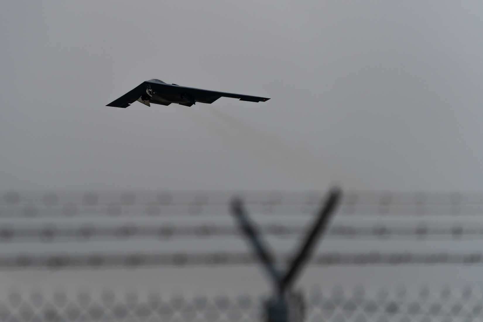 Air Force B-2 Spirit aircraft departs Whiteman Air Force Base, Missouri