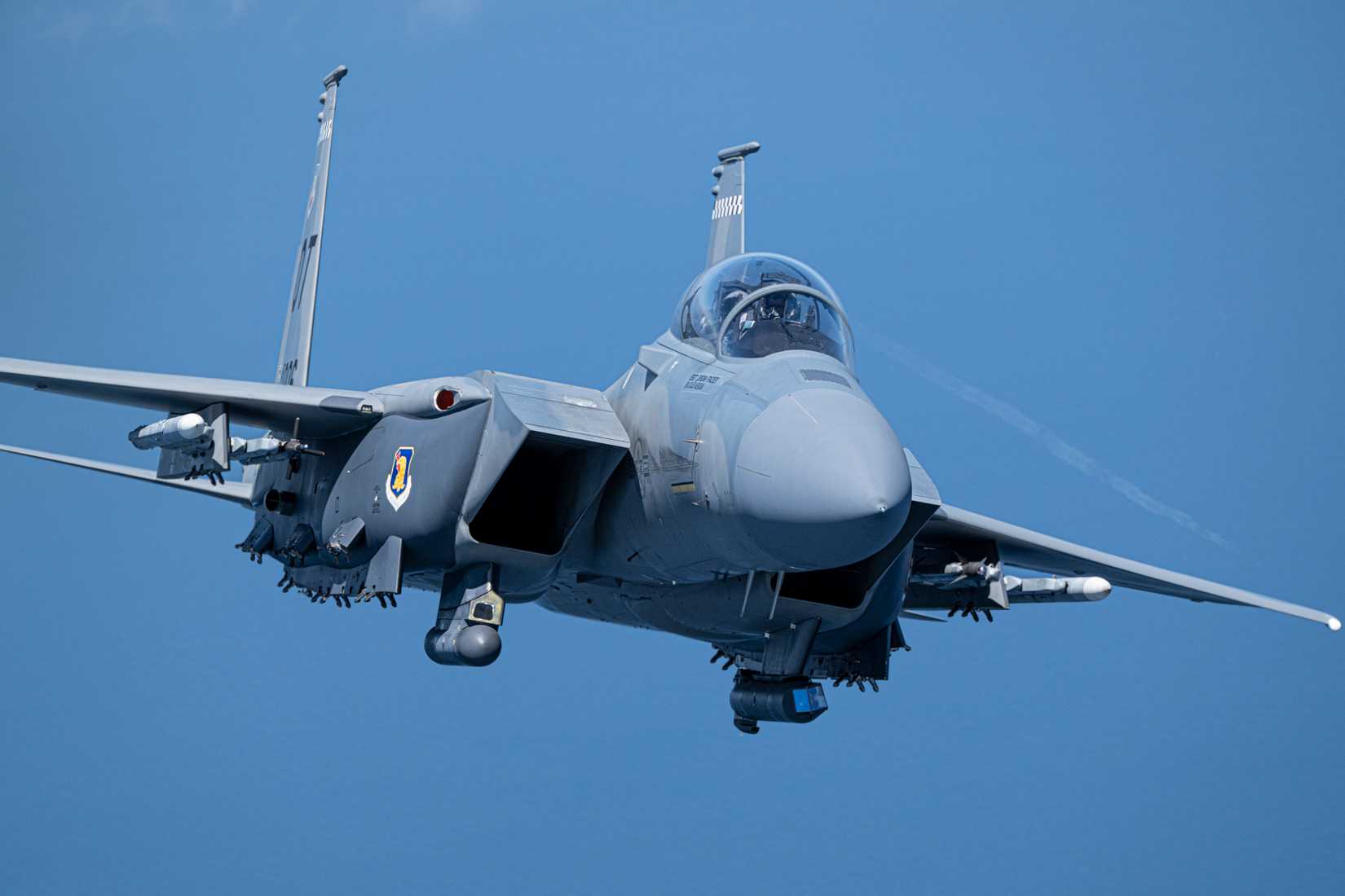 Air Force F-15EX Eagle II flies over the Gulf of Mexico September 16, 2025.
