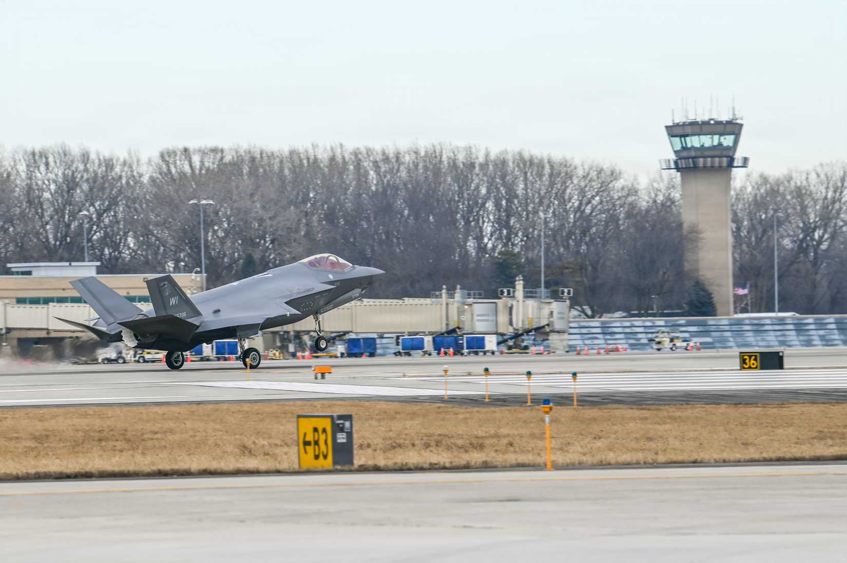 Air Force F-35A Lightning II aircraft assigned to the 115th Fighter Wing, Wisconsin Air National Guard