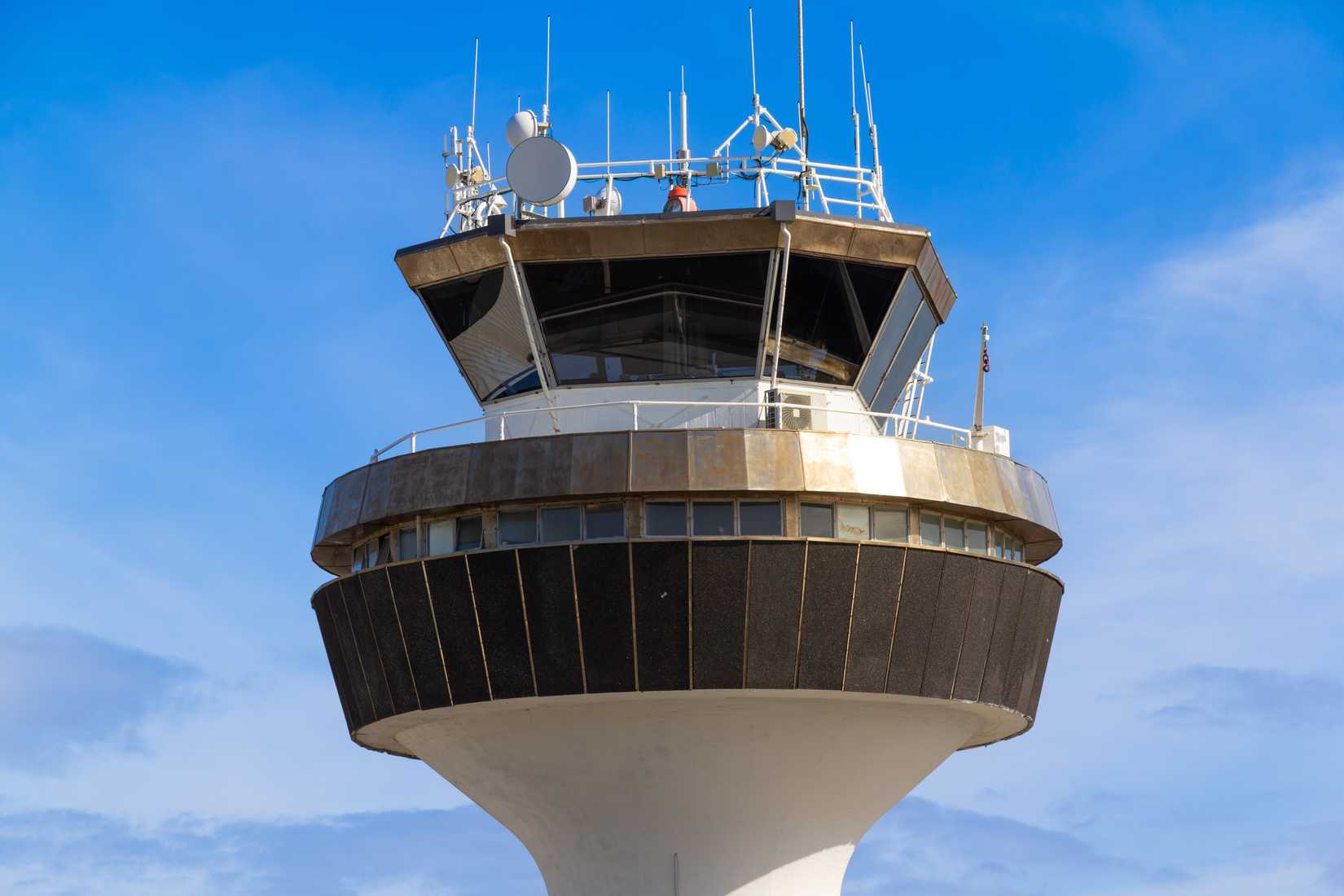 Air traffic control tower at Auckland International Airport, New Zealand.