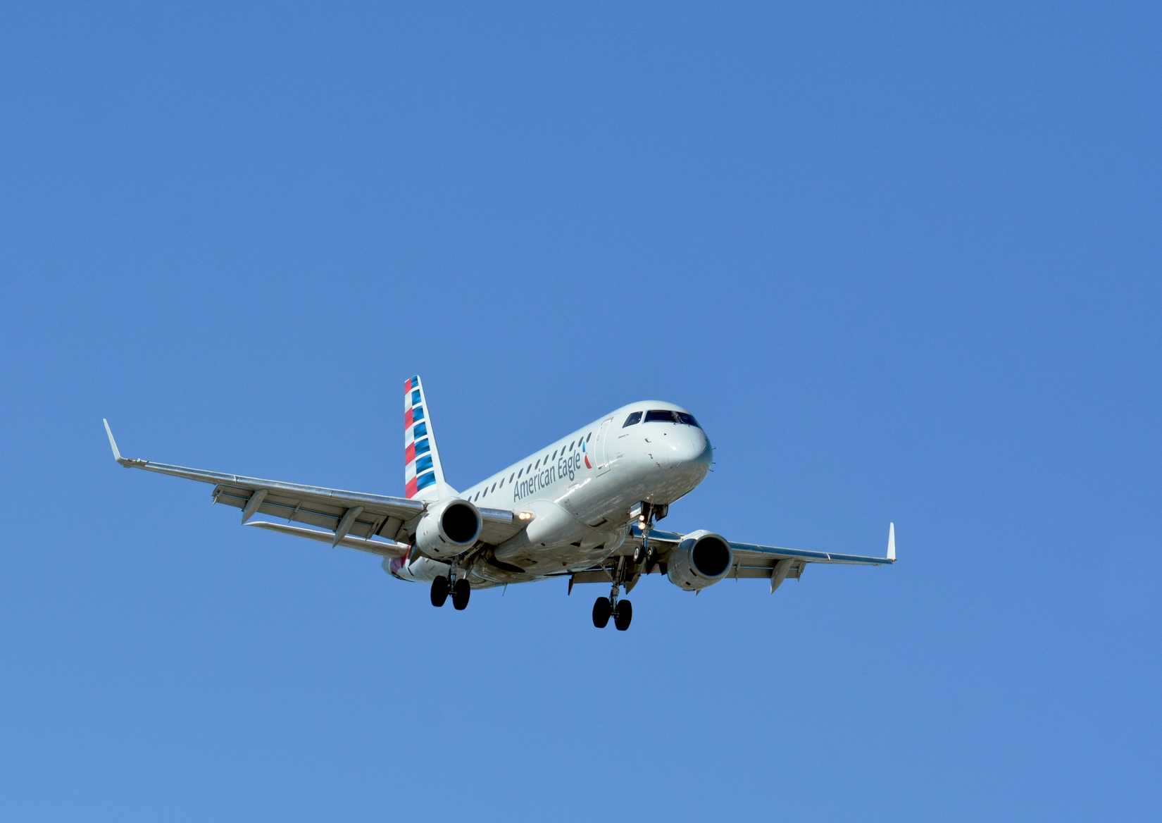 American Airlines commercial passenger jet on final approach to Key West International Airport.