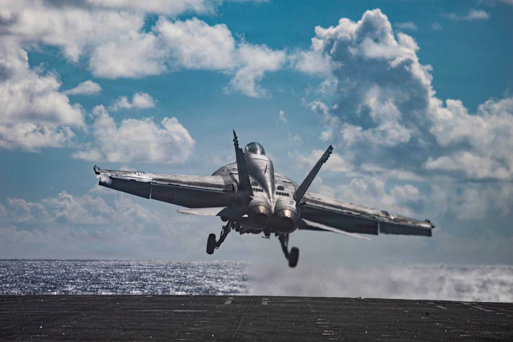 An FA-18E Super Hornet, attached to Strike Fighter Squadron 87.