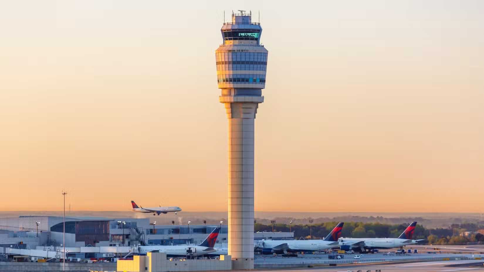 Atlanta Air Traffic Control Tower At Sunset