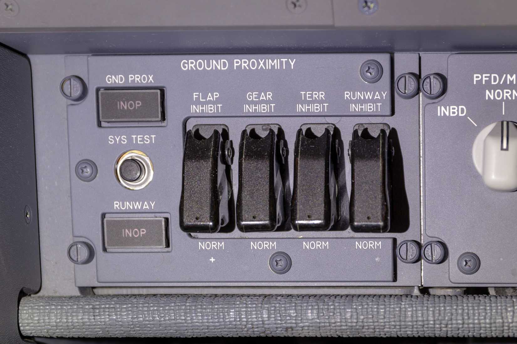 Boeing 737 MAX Ground Proximity Warning System (GPWS) Control Panel.